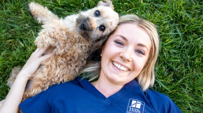 Dog playing with a ball
